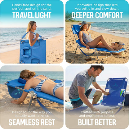 the Original Chaise Lounge 72"X22" Portable Reclining Lounger, Blue | Outdoor Relaxing Pool Tanning Chair, Lightweight Beach Recliner with Adjustable Backrest and Carry Strap, 250 Lb Capacity8