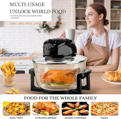 20L 3-In-1 Turbine Light Wave Oven，Glass Air Fryer, 360 ° Circulating Heating, High-Precision Glass Body, Healthy Kitchen Baking, Toaster, Broiler, Toaster, Steamer, and Grill (3)5