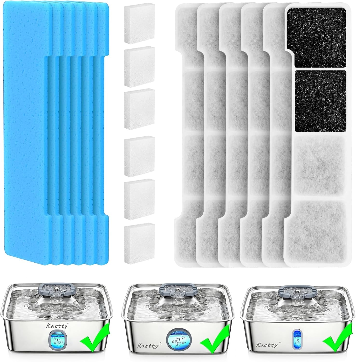 kastty-15l-dog-water-fountain-filter-replacement-for-fs76-fs78-fs79-filter-made-of-activated-carbon-and-pp-cotton-8-pack-pet-fountain-filters-8-pack-pre-filter-sponge-with-8-pump-sponge-l05