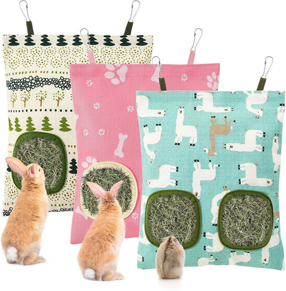 UPINS 3Pack Guinea Pig Hay Feeder Bag,Bunny Rabbit Cage Bag Hanging Holder | Guinea Pig Cage Feeder,For Bunny Rabbits,Chinchillas,Hamsters,Small Pets,And Animals11