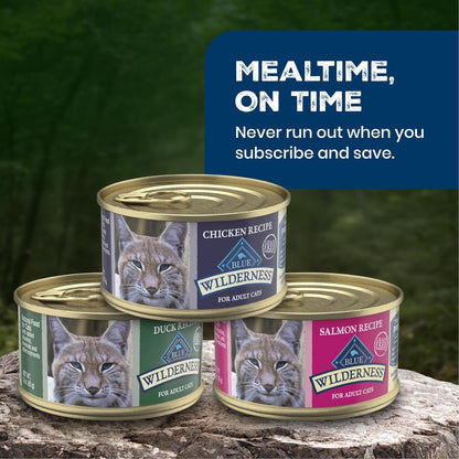 Blue Buffalo Wilderness Variety Pack Adult Paté Wet Cat Food, 3 Oz, 12 Ct | Chicken, Salmon, and Duck Patés (4 of Each), High Protein & Grain-Free Recipes, Supports Daily Hydration11