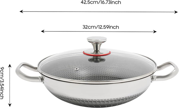 12 Inch Non Stick Wok Pan with Lid, 316 Stainless Steel Stir Fry Pan8