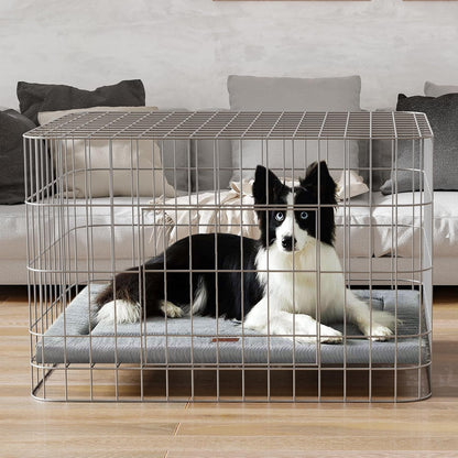 Dog Bed for Crate, Medium/Large Dogs Crate Bed,Washable Dog Beds Kennel Mat | Pet Beds Mat W/ Soft Wavy Plush Comfortable Anti-Slip Sleeping Mattress for Dogs & Cats,Gray2