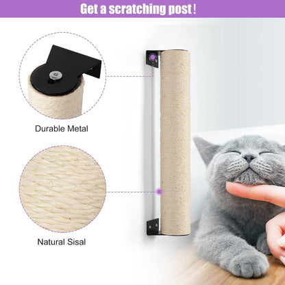 BEBOBLY Wall Mounted Cat Scratching Post for Indoor Cats | Kitten Wall Shelves Climbing Furniture| Sisal Rope Cat Claw Scratcher Tree | Solid Wooden Walkway for Cage Mounted Climbing Relaxing2