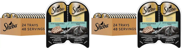 Sheba Perfect Portions Cuts Wet Cat Food, Sustainable Salmon, 2.6 Oz, 24 Ct | Grain-Free, Sustainable Salmon, 48 Servings, No Fillers or Artificial Flavors, Essential Vitamins & Minerals, Twin-Pack Trays20