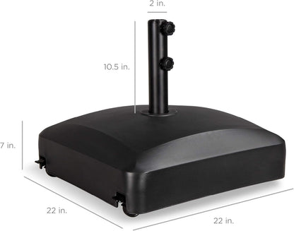 Best Choice Products 123Lb Capacity Fillable Mobile Umbrella Base Heavy Duty Market Stand for Patio, Deck, Poolside W/ 4 Wheels, 2 Locks, 2 Knobs, Wind-Resistant Design - Black7