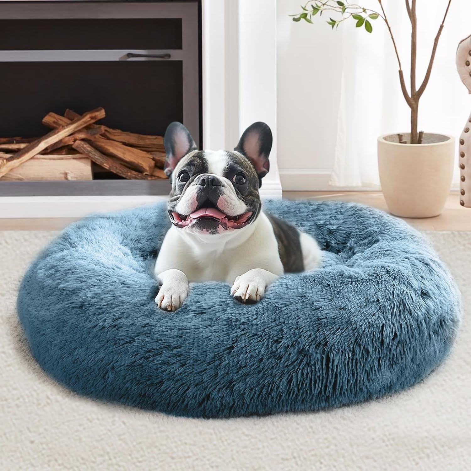 jollyvogue-small-dog-bed-calming-dog-beds-for-small-dogs-indoor-cats-20-inches-donut-washable-cat-bed-for-kittens-puppies-round-fluffy-plush-faux-fur-pet-bedssmoke-grey