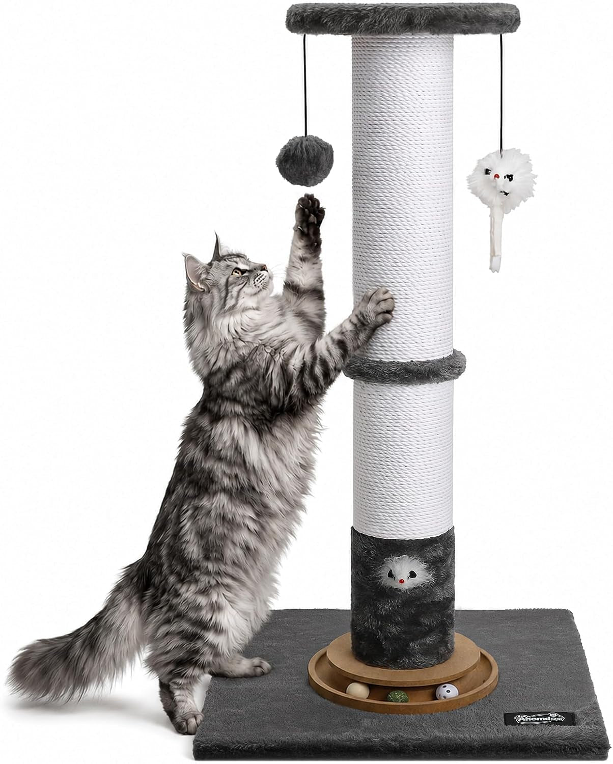 35-inch-tall-cat-scratching-post-stable-base-for-large-cats-brown-heavy-duty-soft-natural-cotton-rope-cat-scratcher-interactive-cat-toys-wooden-ball-track-for-kittens-and-indoor-cats