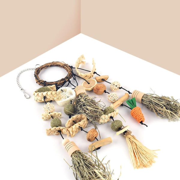 Bissap Rabbit Chew Toy Snack for Small Pet | Bunny Cage Hanging Chewing, Natural Teeth Grinding Toy Treat, for Guinea Pig Chinchilla Hamster Rat (Timothy Hay & Vine)6