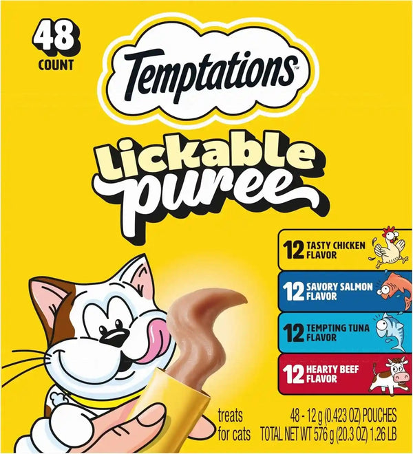 Temptations Creamy Puree Squeezable Lickable Cat Treats, Wet Cat Treats with Salmon, 0.42 Oz. Tubes, 24 Count - Packaging May Vary22
