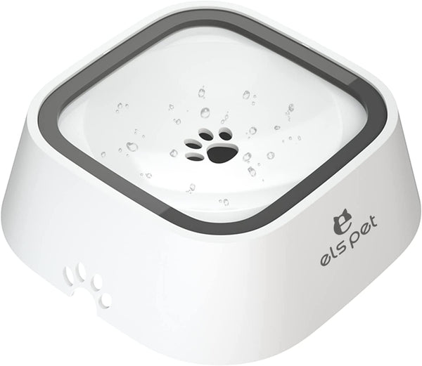 ELS PET Grey 70Oz 2L No Spill Dog Cat Bowl Carbon Filter Water Dispenser | 70Oz 2L, Floating Disk Slow Drink, Activated Carbon Filter, Dual Spill Proof, anti Slip, Dishwasher Safe, Medium Large Dogs10