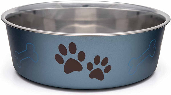 Loving Pets Bella Dog Bowls- Stainless Steel Dog & Cat Bowls - Spill Proof Dog Food Bowl, Cat Bowl, Puppy Essentials & Pet Supplies Great for Home & Travel (Medium 20-35 Lbs, Blueberry)1