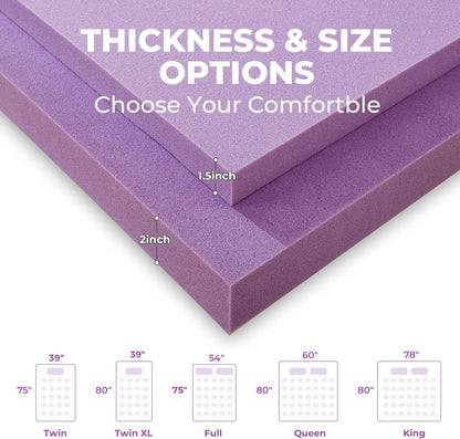 Mattress Topper Twin XL, 2 Inch Gel Memory Foam Mattress Topper for College Dorm, Ventilated Soft Mattress Pad, Bed Topper, Certipur-Us Certified8