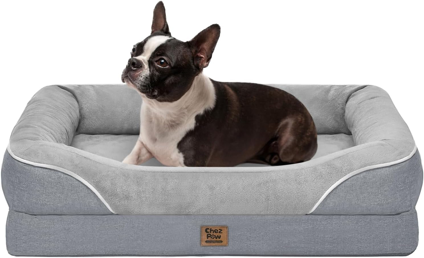 chez-paw-waterproof-orthopedic-xl-dog-bed-for-large-and-extra-large-dogs-egg-crate-foam-4-sided-bolster-support-waterproof-liner-non-slip-bottom-machine-washable-cover-42-x-30-inch