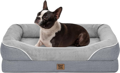 Chez Paw Waterproof Orthopedic XL Dog Bed for Large and Extra Large Dogs | Egg Crate Foam, 4-Sided Bolster Support, Waterproof Liner, Non-Slip Bottom, Machine Washable Cover, 42 X 30 Inch30