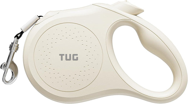 TUG Quest Retractable Dog Leash | 360° Tangle-Free Retraction | 16 Ft Strong Nylon Tape (Small, Cream)10