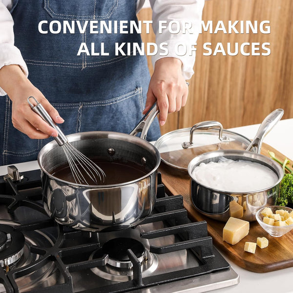 13 Piece Hybrid Ceramic Nonstick Stainless Steel Cookware Set | 5 PC Fry Pan Set, 6 PC Pot Set, 3.7QT Deep Sauté Pan&Lid, Induction Ready, Stay Cool, PFOA Free for All Cooktops7