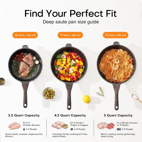 Nonstick Deep Frying Pan Skillet with Lid, 11 Inch | Saute Pan, Healthy, Induction Compatible, PFOA Free5