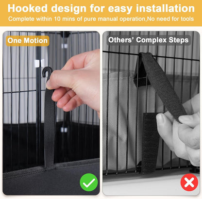 Tresbro Guinea Pig Cage with Top Cover & 12 Panels, Triple Fixing Measures Small Animal Playpen with Waterproof PVC Liner & One-Motion Hooks, 48 X 24 X 16 C&C Grids Cage for Bunny, Hedgehog, Hamster3