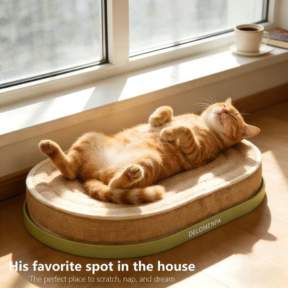 Large Sisal Cat Scratcher Lounge, 2-In-1 Cat Bed with Durable Base & Plush Foam Cushion, Non-Shedding Cat Scratching Pad for Indoor Cats,22"X14", No Mess Furniture Protector4