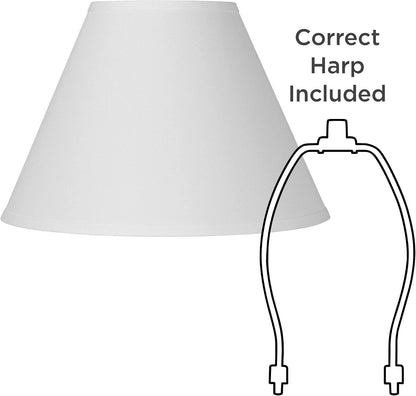 Antique Large White Linen Lamp Shades 6.5X15X10.75 (Spider) Set of 2 | 6.5" Top X 15" Bottom X 10.75" High Replacement for Table Lamps Empire Shade Pre-Assembled Harp + Finial5