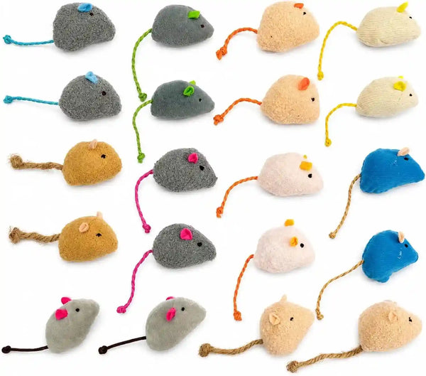 20-Pack Catnip Mouse Toys - Assorted Colors, Plush Mice with Catnip, Interactive Cat Toys for Indoor Kittens & Adults, Durable Cat Teaser Set1
