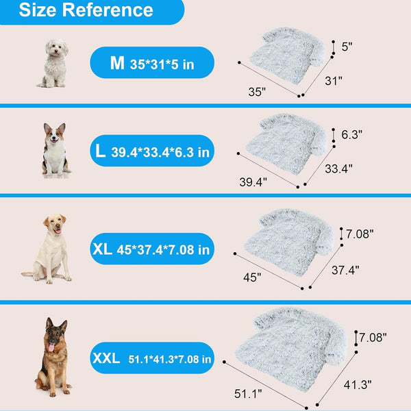 Luxurious Dog Couch Bed Protector for Dogs Pet Couch Cover Dog Sofa Beds(M) | Removable Fluffy Plush Dog Couch Bed Washable, Calming Dog Sofa Beds, Waterproof Couch Protector, Pet Beds Mats for Couch(L)5