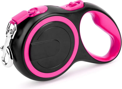 Segarty 26Ft Dog Leash Retractable, 8M Dog Leads Long for Medium Large Breed Pets 44-110Lbs, No Tangle Nylon Tape and 1 Button Break & Lock Heavy Duty Leash for Training Running, Pink15