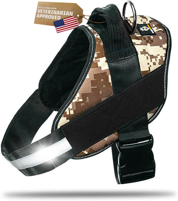 DOGGYKINGDOM No Choke Dog Harness with Handle and Patch Panels, Adjustable Reflective Dog Vest for Small Sized Dog, Blue, S21