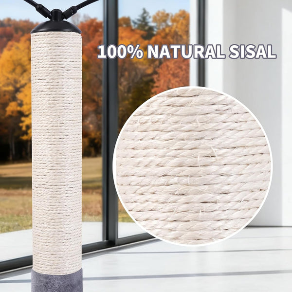 AIWIKIDE 24" Scratching Post, Interactive Cat Scratcher | with Perch & Plush Toy, Sturdy Weighted Base, Grey4