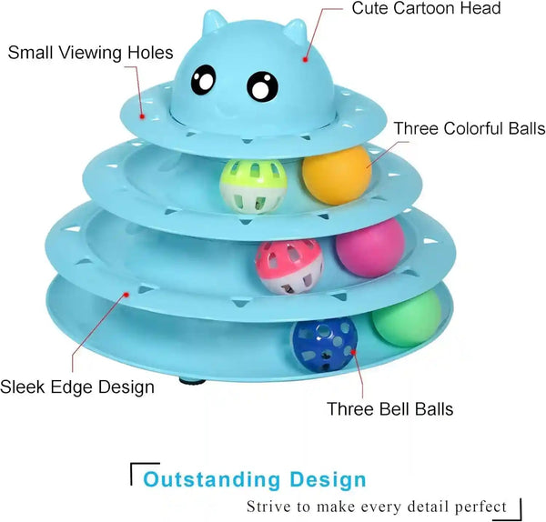 UPSKY Cat Toy Roller 3-Level Turntable Cat Toys Balls with Six Colorful Balls Interactive Kitten Fun Mental Physical Exercise Puzzle Kitten Toys4