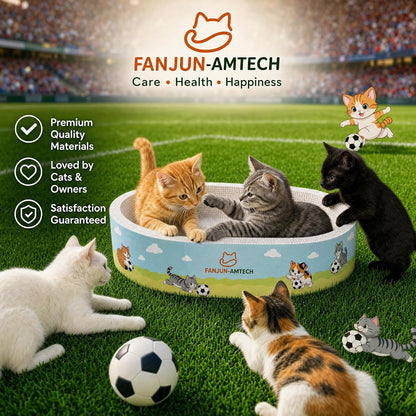 Soccer Cat Scratcher Bed, No-Mess Cat Scratching Pad, No Shed Cat Beds and Scratch Pad for Cats, Plant Fiber Mess Free Cat Scratch Furniture Protector, Stop Cats Eating Paper Craps8