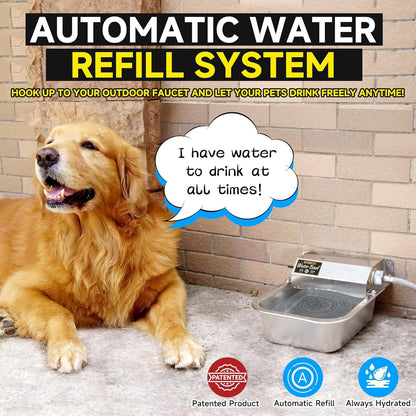 PETIMI Automatic Water Dispenser for Dogs, 101Oz Outdoor Dog Water Bowl, 304 Stainless Steel Water Feeder for Small to Large Pets, Large Livestock Waterer, Anti-Tipping, Water Auto-Fill, Easy to Clean2