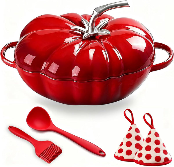 French Tomato Cocotte, Enameled Cast Iron Dutch Oven 5Qt with Lid | French-Style Enameled Cast Iron Cookware with Thick Walls, Superior Heat Retention and a Durable Matte Enamel Interior.1