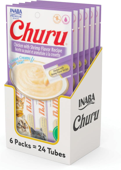 INABA Churu Cat Treats, Lickable, Squeezable Creamy Purée Cat Treat with Green Tea Extract & Taurine, 0.5 Ounces Each Tube, 24 Tubes (4 per Pack), Chicken Recipe21