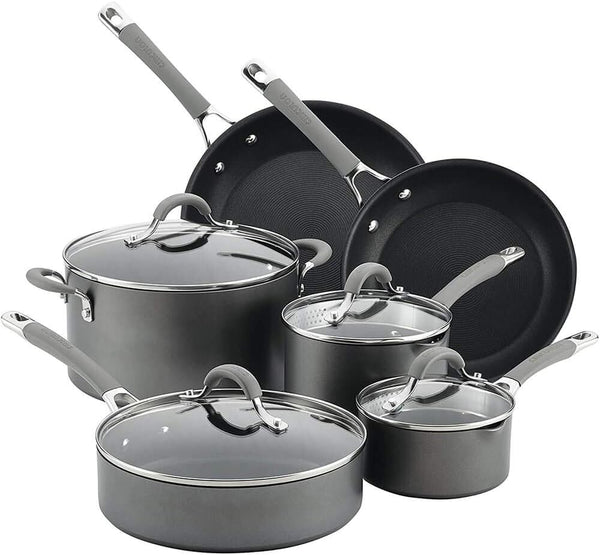 84564 Elementum Hard Anodized Nonstick Cookware Set / Pots and Pans Set - 10 Piece, Gray1