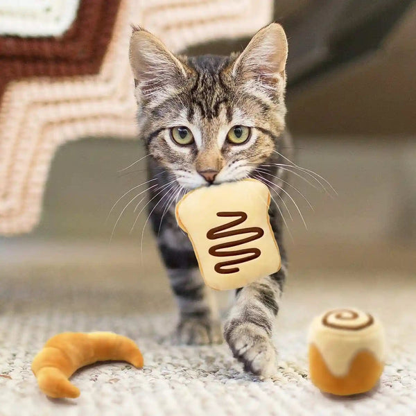 Ciyvolyeen 6 Pack Plush Bread Catnip Toys for Indoor Cats | Interactive Cat Toy, Soft Plush, Organic Catnip, Bite-Resistant, Boredom Relief, Bread Shapes Trigger Natural Predatory Play7