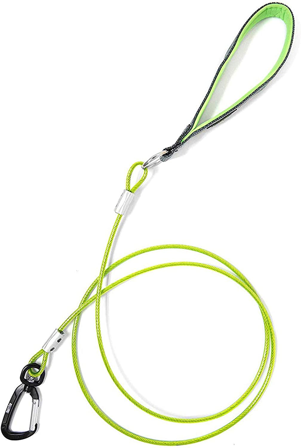 mighty-paw-dog-leash-anti-biting-pets-leashes-chew-proof-metal-cable-ideal-for-large-dogs-and-teething-puppies-braided-cord-with-padded-handle-six-foot-green