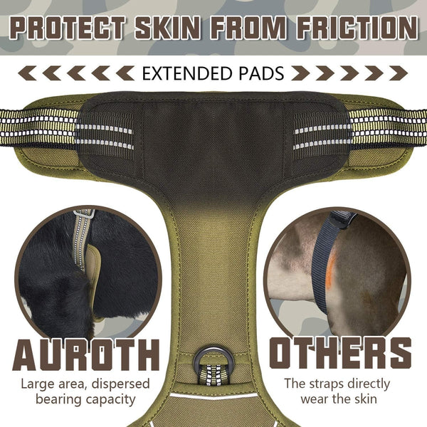 Auroth Tactical Dog Harness for Large Dogs No Pull Adjustable Pet Harness Reflective K9 Working Training Easy Control Pet Vest Military Service Dog Harnesses Army Yellow L6