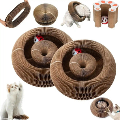 Kitty Curls Cat Toy,Magic Organ Cat Toy,Cat Scratcher for Grinding Claw Cardboard Cat Toys,Interactive Scratch Pad with Toy Bell Ball,Furniture Protection,Entertainment Toy for Kittens and Adult Cats8