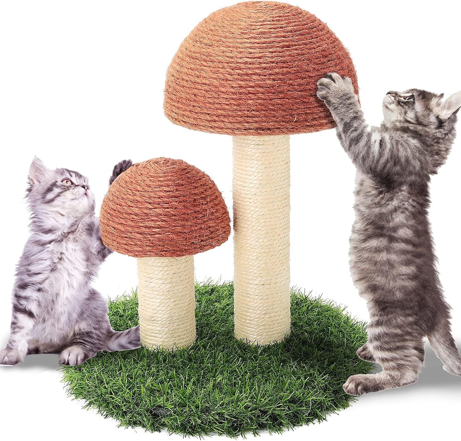 powerking-cat-scratching-post-mushroom-claw-scratching-post-for-cat-natural-sisal-cat-scratchers-with-3-mushroom-pole-cat-interactive-toys