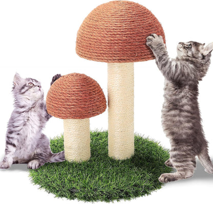 Powerking Cat Scratching Post, Mushroom Claw Scratching Post for Cat, Natural Sisal Cat Scratchers with 3 Mushroom Pole, Cat Interactive Toys10