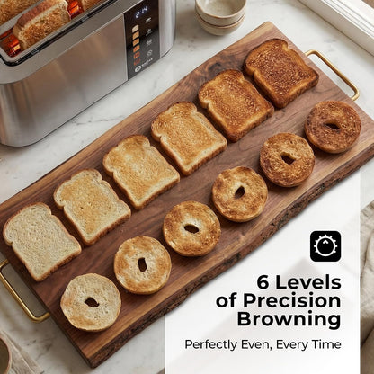 Toaster 4 Slice Wide Slot, Bagel Function, Long Slot, Stainless Steel, Touch Screen, Built-In Rack, Extra-Wide 1.5" Slots for Thick Breads & Bagel, Timer, Bpa-Free, 6 Levels, Removable Tray4