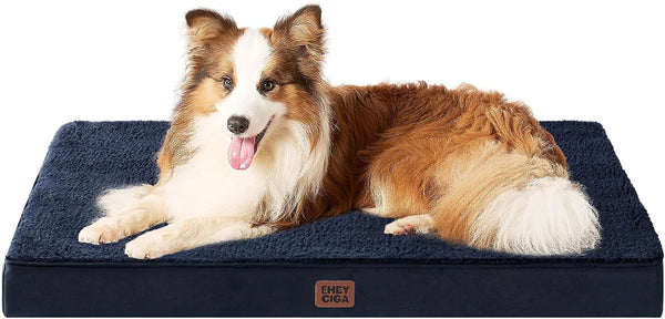 EHEYCIGA Orthopedic Dog Bed Large with Removable Washable Cover,Grey,41X27 | Egg Crate Foam Support,Durable Oxford Fabric,Non-Slip Bottom,Machine Washable,Soft Waterproof Plush Pet Bed Mat for Crate22
