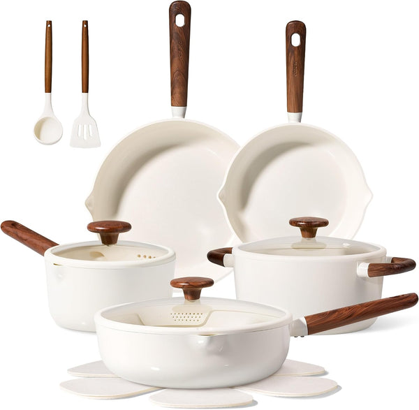 Ceramic Cookware Sets, Pots and Pans Set Non Stick, Non Toxic Healthy Induction Cookware, 14 Pcs Nonstick Kitchen Pots and Pans Set, PFAS PTFE Free, Dishwasher Safe1
