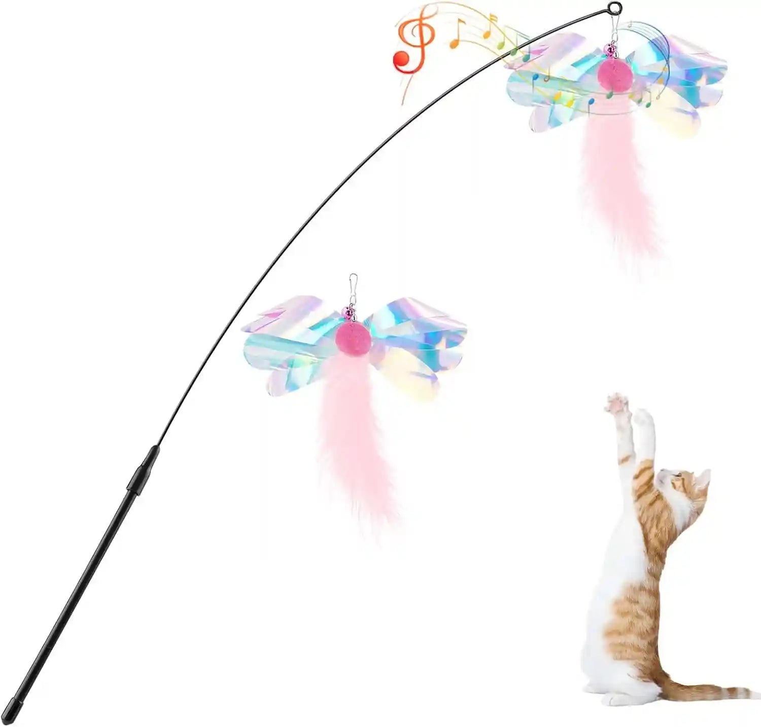 pawaboo-feather-teaser-cat-toy-interactive-wand-with-extra-long-34-5-wand-and-small-bell-fun-exerciser-playing-toy-for-kittens-or-cats-brown-feather