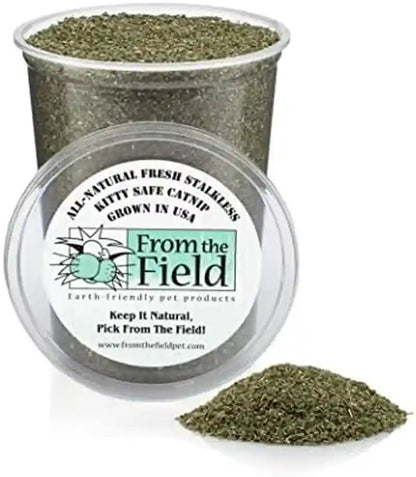 From the Field | Fine Ground Stalkless Catnip | Premium Usa-Grown Catnip for Toys & Playtime | Fresh, Potent, Non-Toxic, Eco-Friendly | Safe for Kittens & Cats | Resealable 6 Oz Tub2