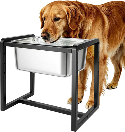 Adjustable Height Elevated Large Dog Water Bowls with Stainless Steel Bowls and Metal Stand，4-Level (8/10/12/14 Inches) Pet Bowl for Dogs for Large Medium Dogs - Durable, Easy to Clean (2Gallon)9