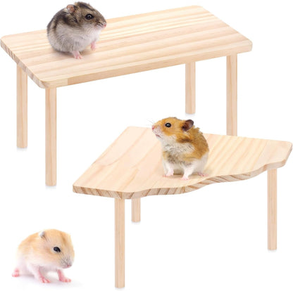 2-Piece Set Hamster Play Wooden Platform for Dwarf Syrian Hamsters Gerbils Mice Degus or Other Small Pets1