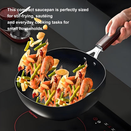 Square Nonstick Iron Wok with Glass Lid, 2QT Coating-Free Stir-Fry Pot, Induction Ready, Japanese Wooden Handle Saucepan (Black, 2Qt/9.5In Iron Pan)4